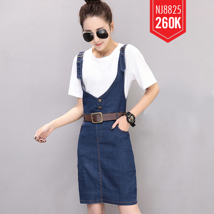 ĐẦM YẾM JEAN CÀI NÚT EO